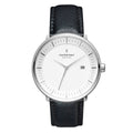 Nordgreen Philosopher Scandinavian Silver Men's Watch with Black Leather Strap