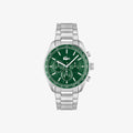 Lacoste Boston Mens Chronograph Watch with Green Dial and Silver Bracelet 2011346