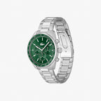 Lacoste Boston Mens Chronograph Watch with Green Dial and Silver Bracelet 2011346