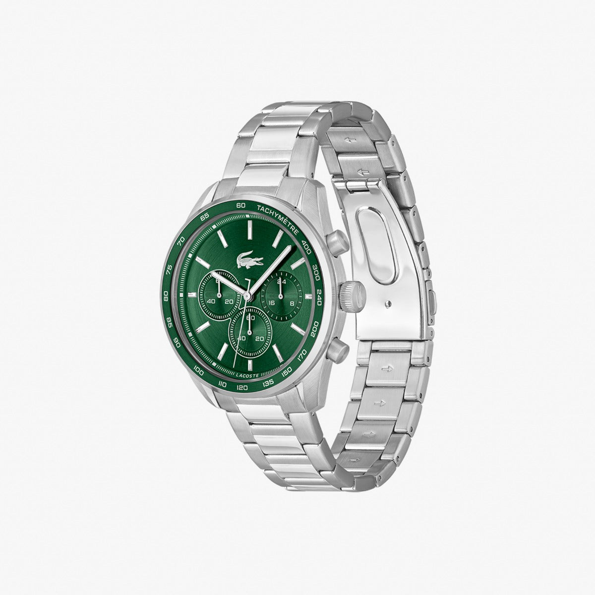 Lacoste Boston Mens Chronograph Watch with Green Dial and Silver Bracelet 2011346