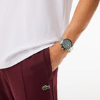Lacoste Boston Mens Chronograph Watch with Green Dial and Silver Bracelet 2011346