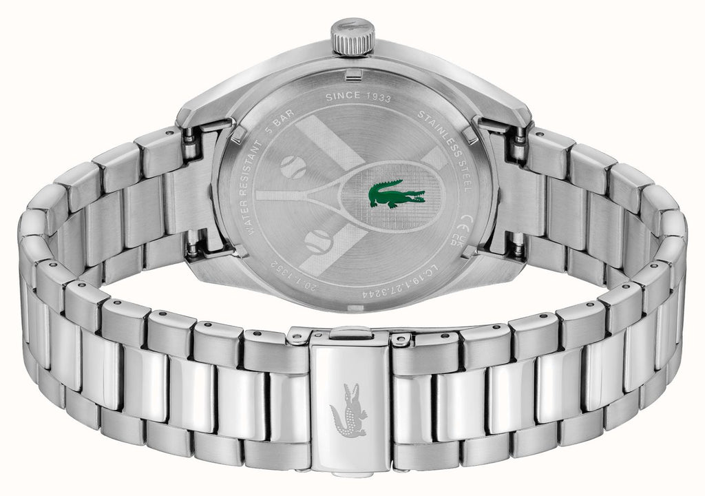 Gwylfa i Ddynion Lacoste Monceau gydag Wyneb Oren a Strap Arian 2011353