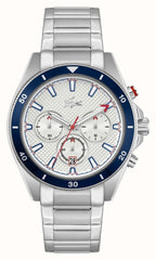 Lacoste Mainsail Mens Chronograph Watch with Silver Dial and Silver Strap 2011360