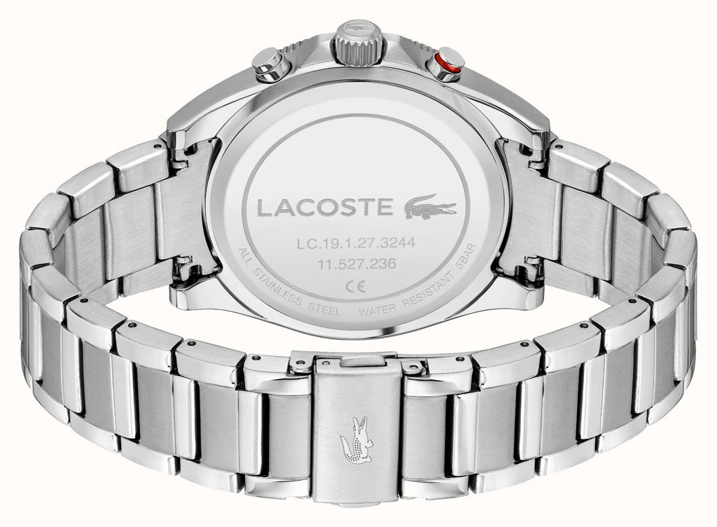 Lacoste Mainsail Mens Chronograph Watch with Silver Dial and Silver Strap 2011360