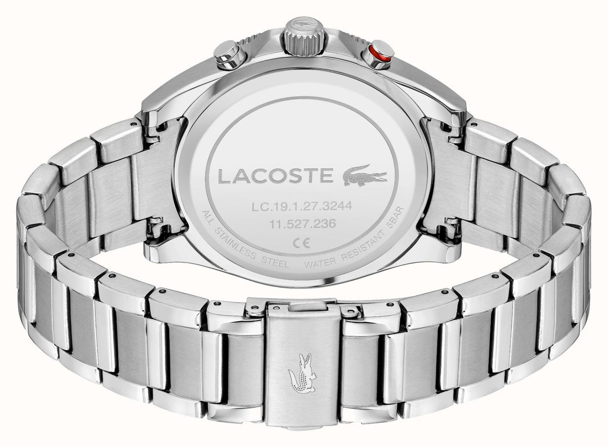 Lacoste Mainsail Mens Chronograph Watch with Silver Dial and Silver Strap 2011360