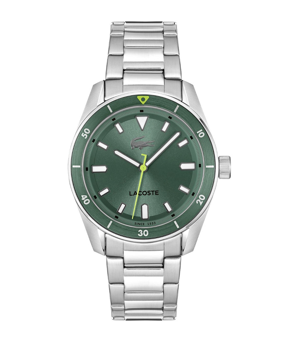 Lacoste Boston Mens Watch with Green Dial and Silver Strap 2011425