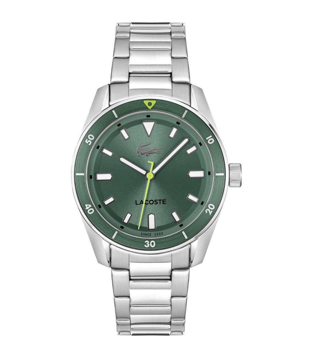 Lacoste Boston Mens Watch with Green Dial and Silver Strap 2011425