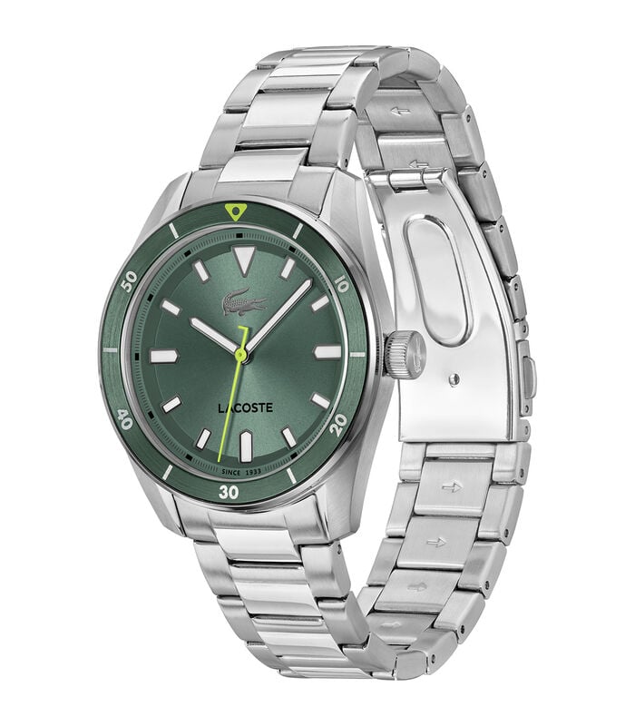 Lacoste Boston Mens Watch with Green Dial and Silver Strap 2011425