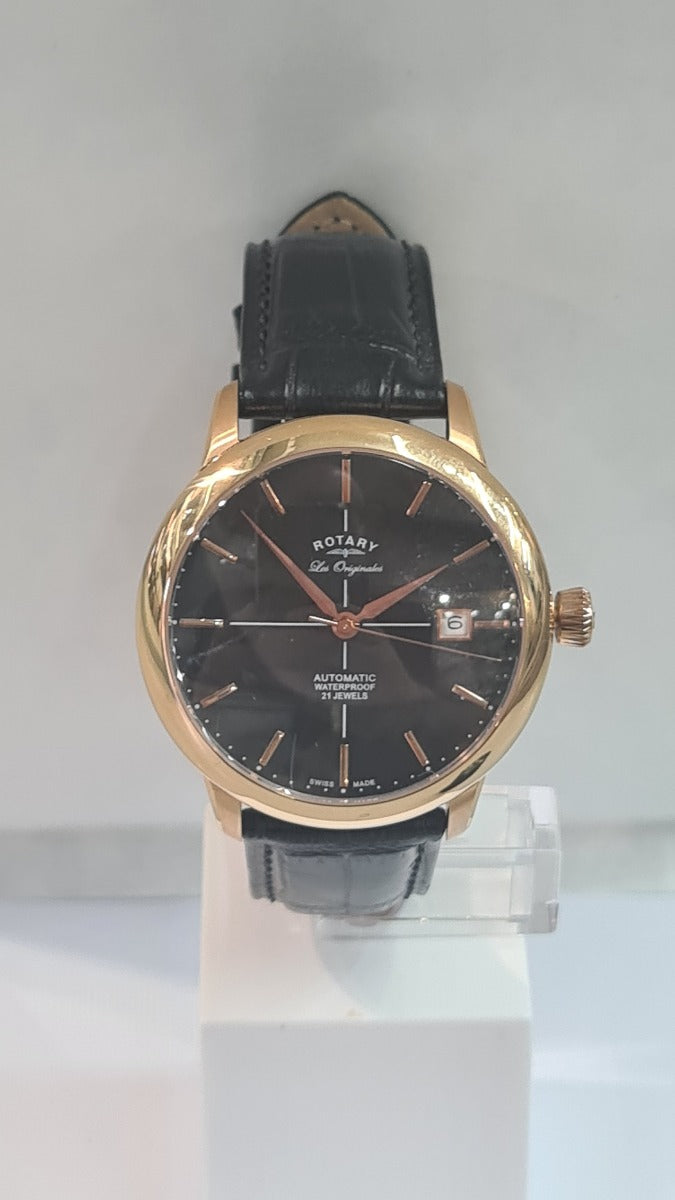 Rotary Men's Automatic Watch with Black Dial and Black Strap GS90061/04