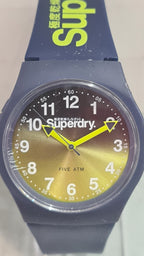 Superdry Mens Watch with Blue & Yellow Dial & Silicone Strap SYG198YU