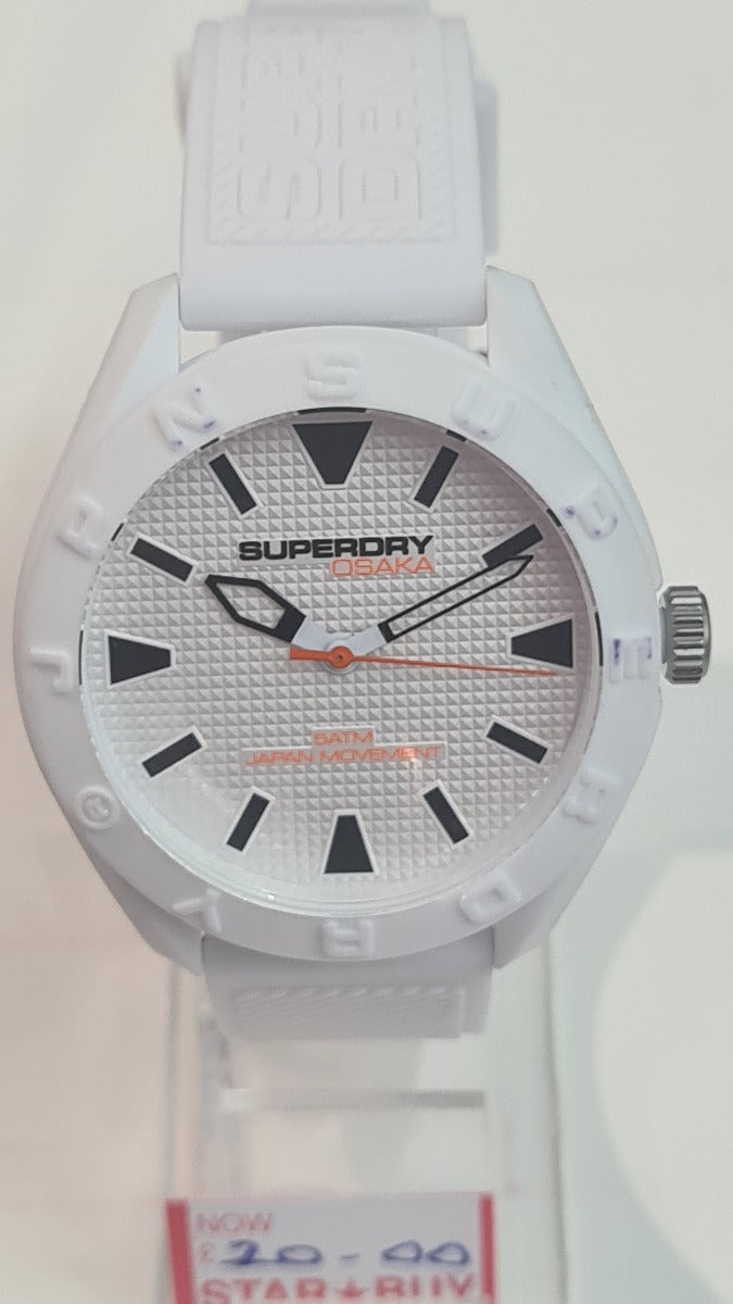 Superdry Mens Watch with White Dial & White Silicone Strap SYG243W