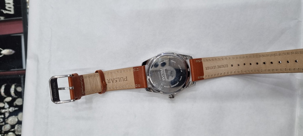 Pulsar Blue Dial Brown Leather Strap Solar Men's Watch PX3189X1