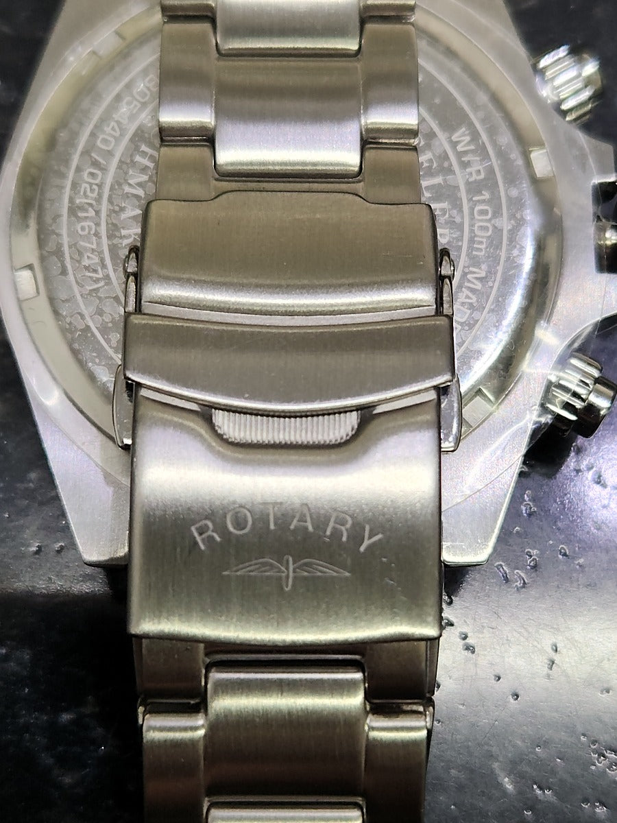 Rotary Mens Henley Chronograph Watch with White Dial & Silver Bracelet GB05440/02