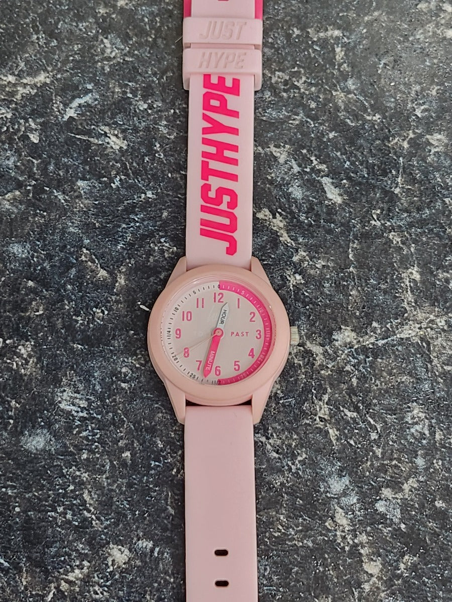 Hype Girls Watch with Pink Time Teacher Dial and Pink Silicone Strap HYK001P