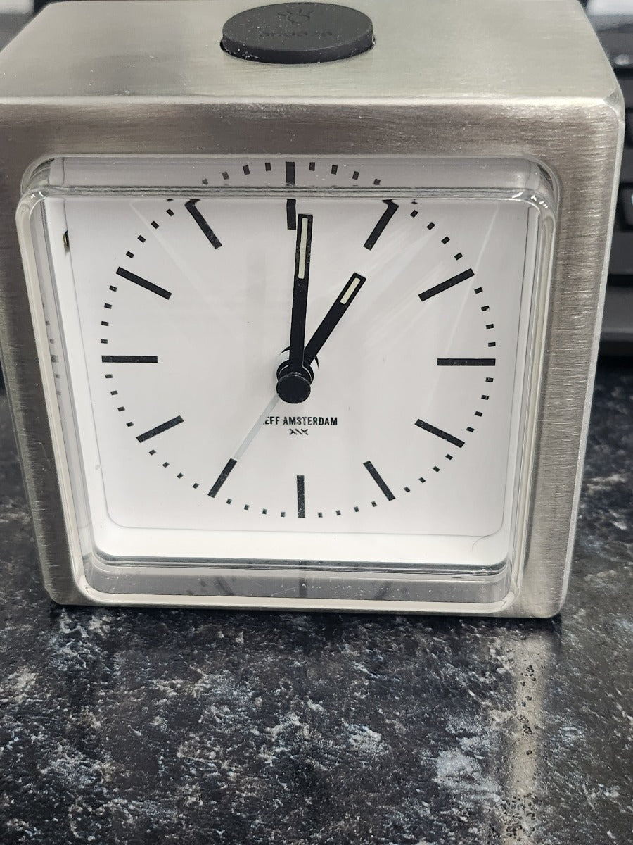 Leff amsterdam Steel/White Block Alarm Clock LT90001