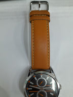 Lorus Mens Watch with Black Dial and Tan Strap R3A61AX9