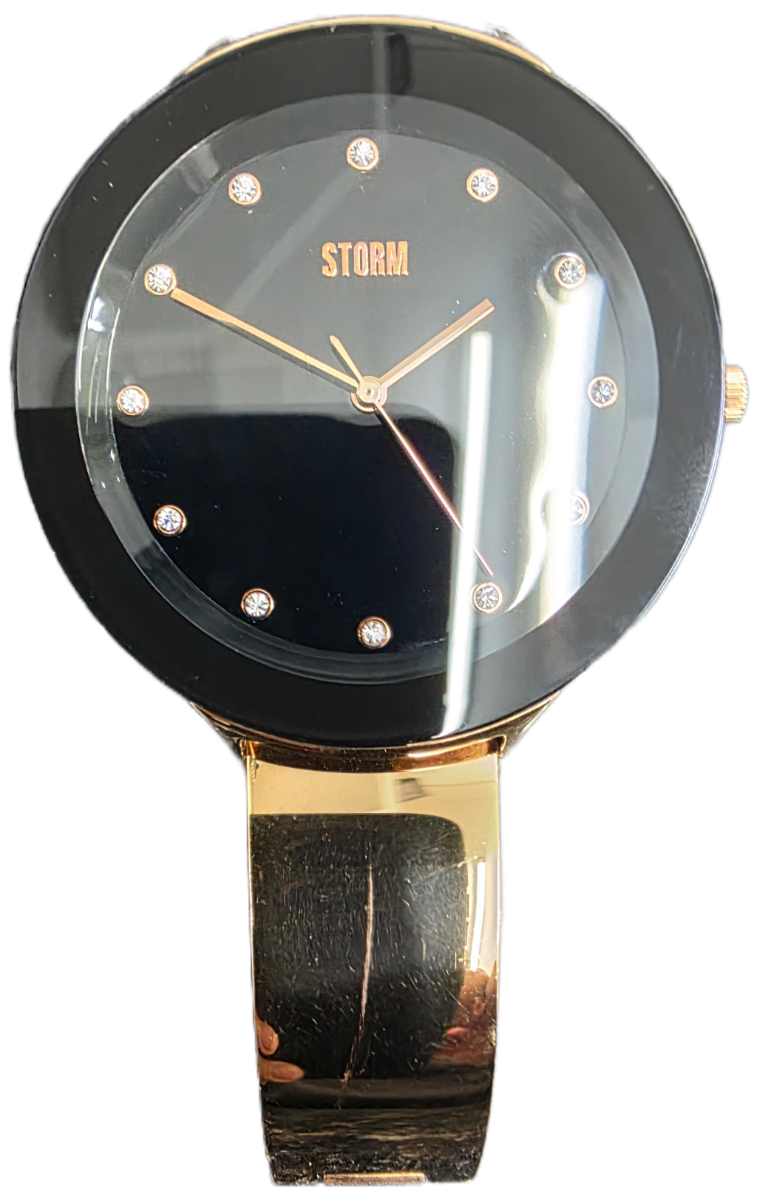 Gwylio Ostele i Ferched Storm gyda Deial Du a Strap Bangle Aur Rhosyn 47401/RG **Wedi'i Adnewyddu**