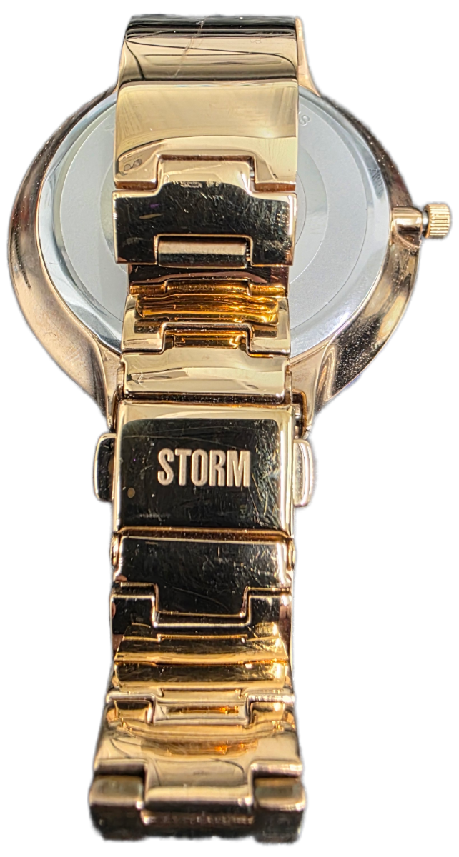Gwylio Ostele i Ferched Storm gyda Deial Du a Strap Bangle Aur Rhosyn 47401/RG **Wedi'i Adnewyddu**