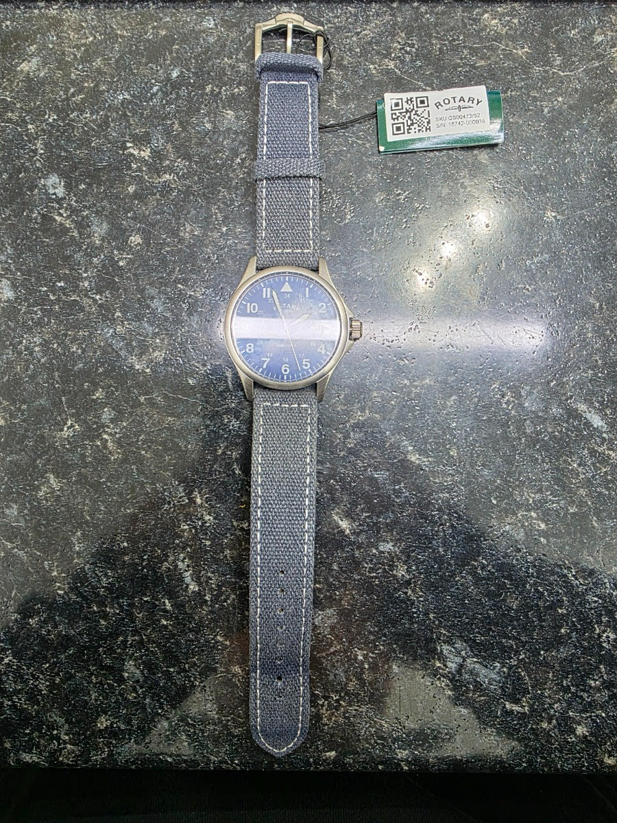 Rotary Mens Pilot Watch with Blue Dial GS00473/52
