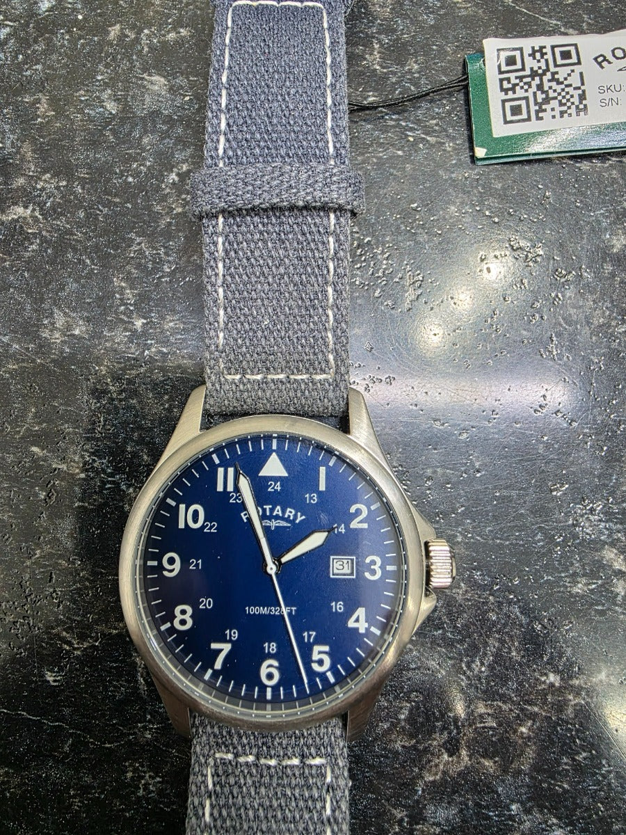 Rotary Mens Pilot Watch with Blue Dial GS00473/52