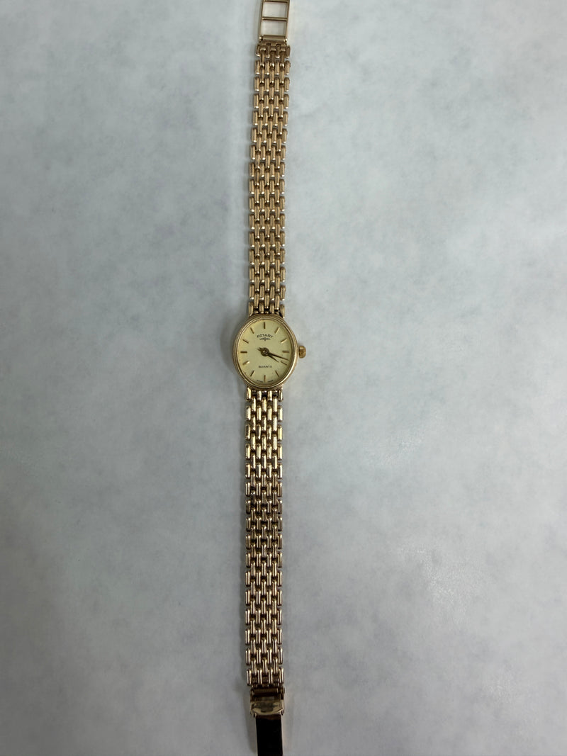 Rotary Ladies 9ct Gold Watch with Champagne Dial and 9ct Gold Bracelet *Refurbished*