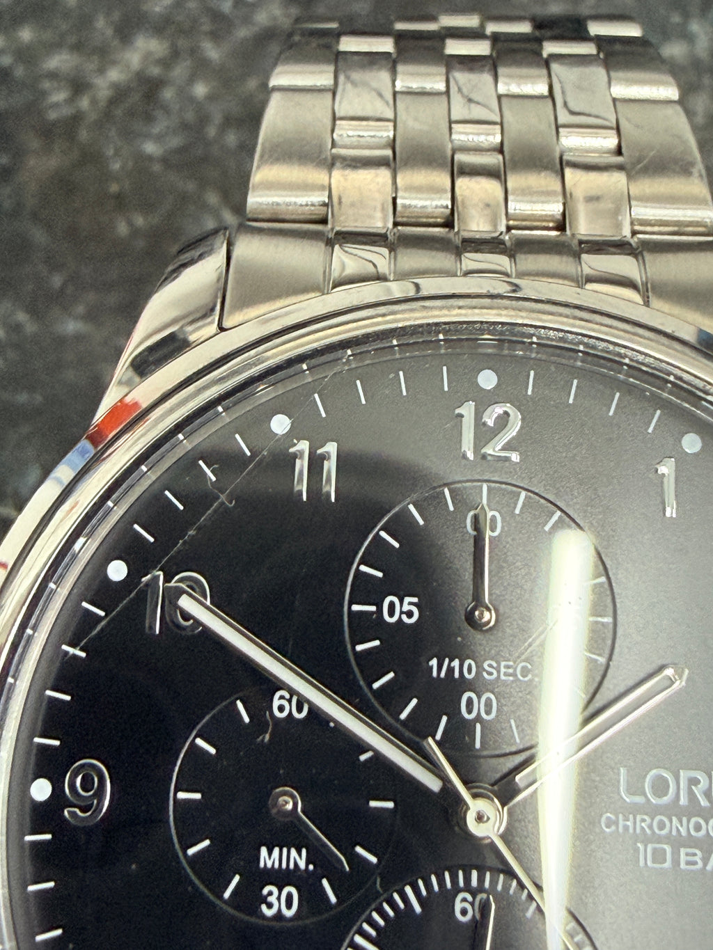 Lorus Men's Chronograph Watch Black Dial Silver Strap RM335JX9 *Refurbished*