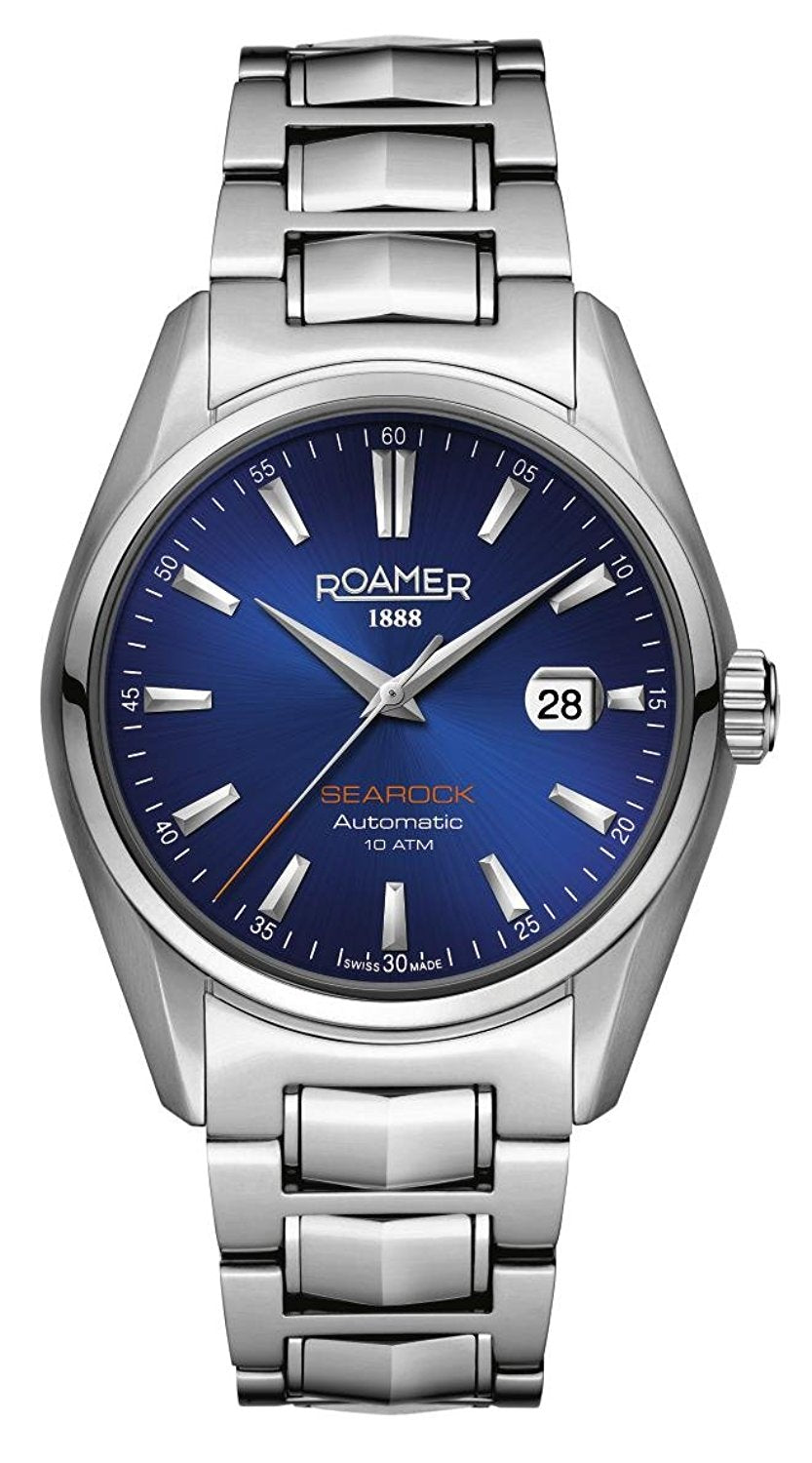 Roamer Men's Automatic Watch with Blue Dial Analogue Display and Silver Stainless Steel Bracelet 210633 41 45 20