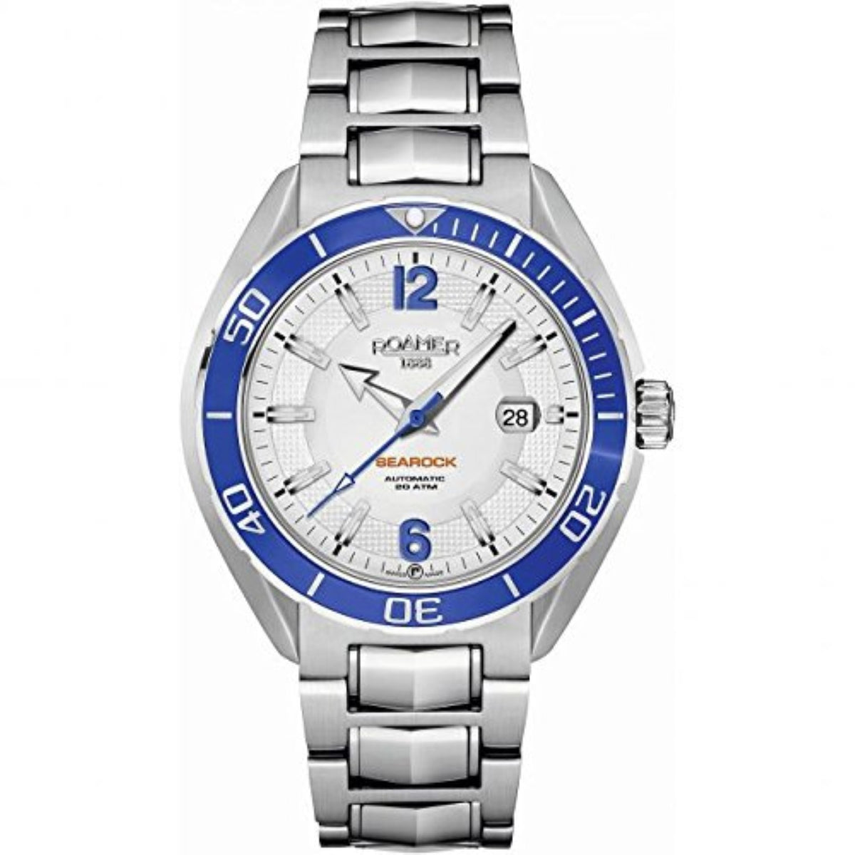 Roamer Men's Quartz Watch with White Dial Chronograph Display and Silver Stainless Steel Bracelet 211633 41 14 20