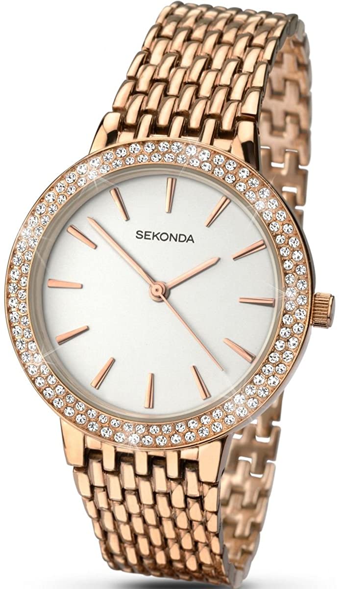 Sekonda Ladies Watch with Silver Dial and Rose Gold Bracelet 2157