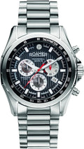Roamer Rockshell Mens Chronograph Watch with Black Dial and Silver Bracelet 220837 41 55 20