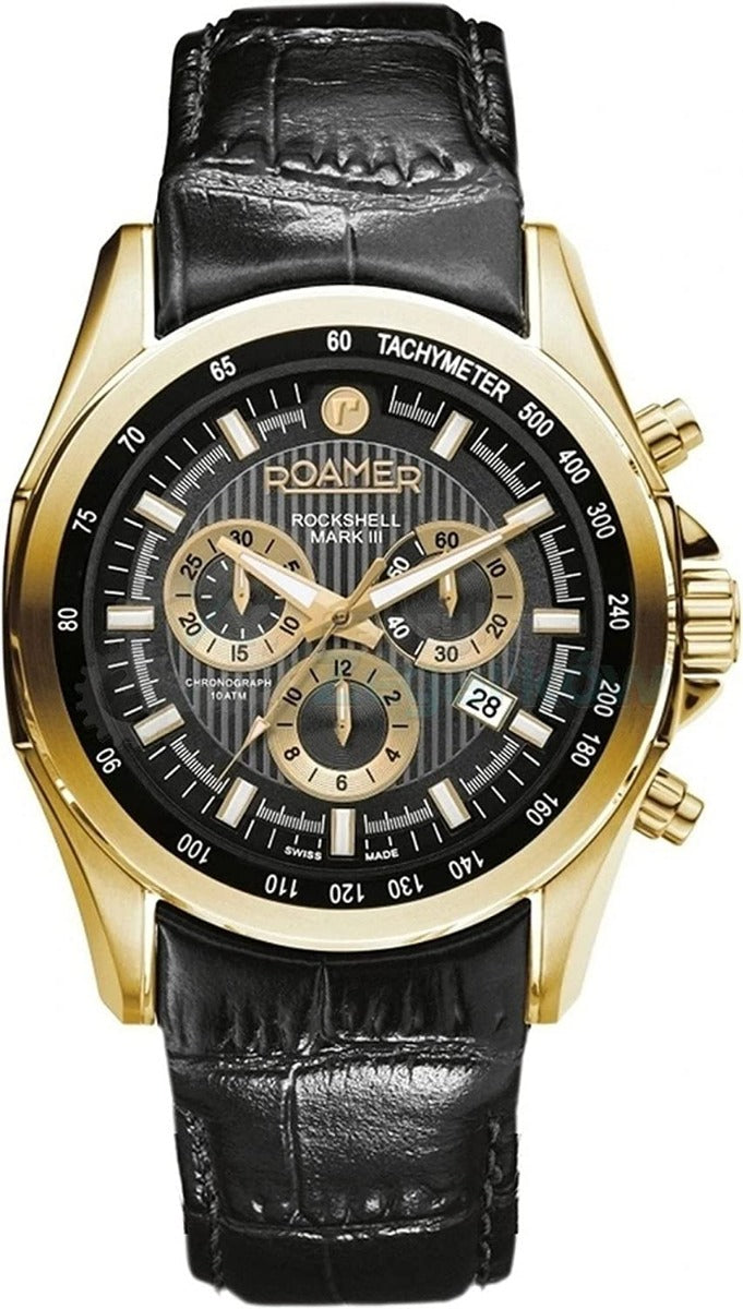 Roamer Mens Watch with Black Dial and Black Leather Strap 220837 48 55 02