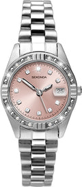 Sekonda Ladies Watch 2308 with Pink Sunray Dial and Silver Stainless Steel Bracelet