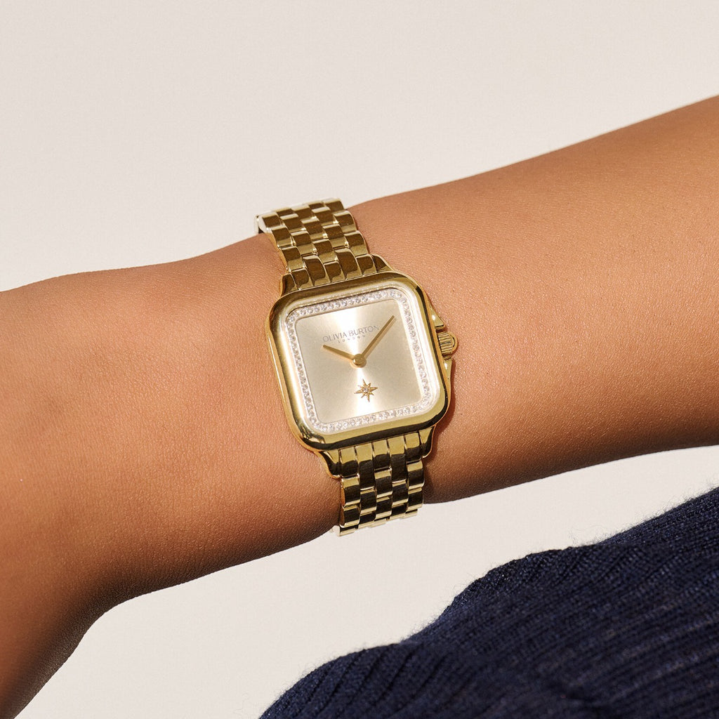 Olivia Burton Grosvenor Classic Ladies Watch with Gold Dial and Gold Bracelet 2400084