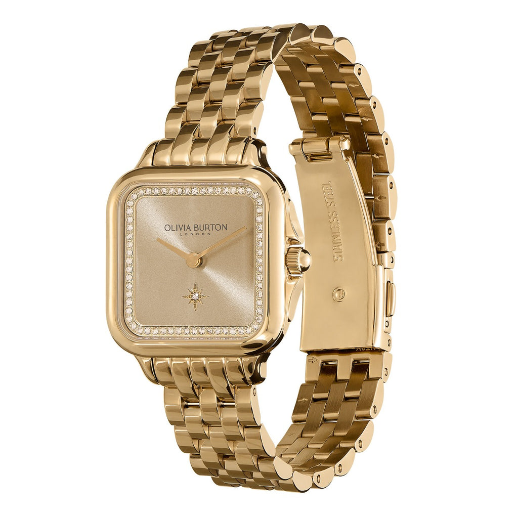 Olivia Burton Grosvenor Classic Ladies Watch with Gold Dial and Gold Bracelet 2400084