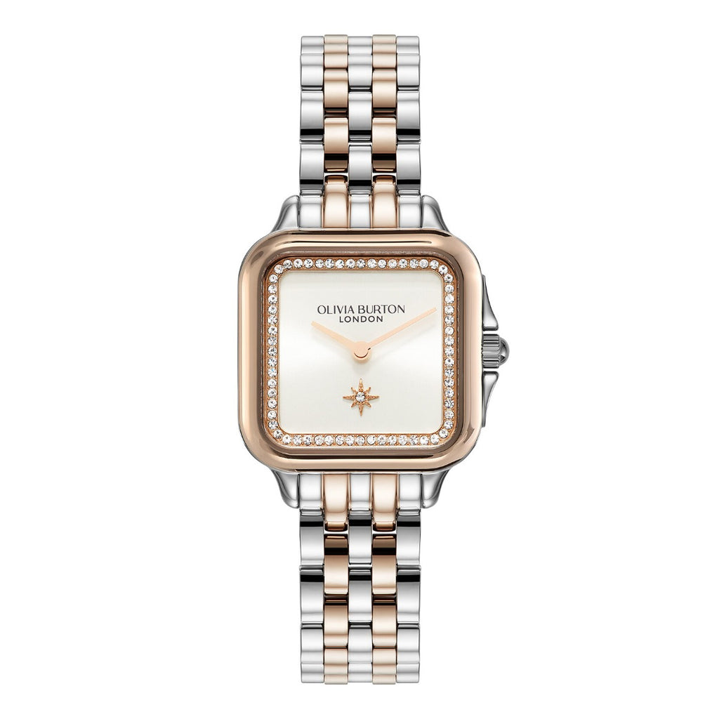 Olivia Burton Grosvenor Classic Ladies Watch with Silver Dial and Two Tone Bracelet 24000125