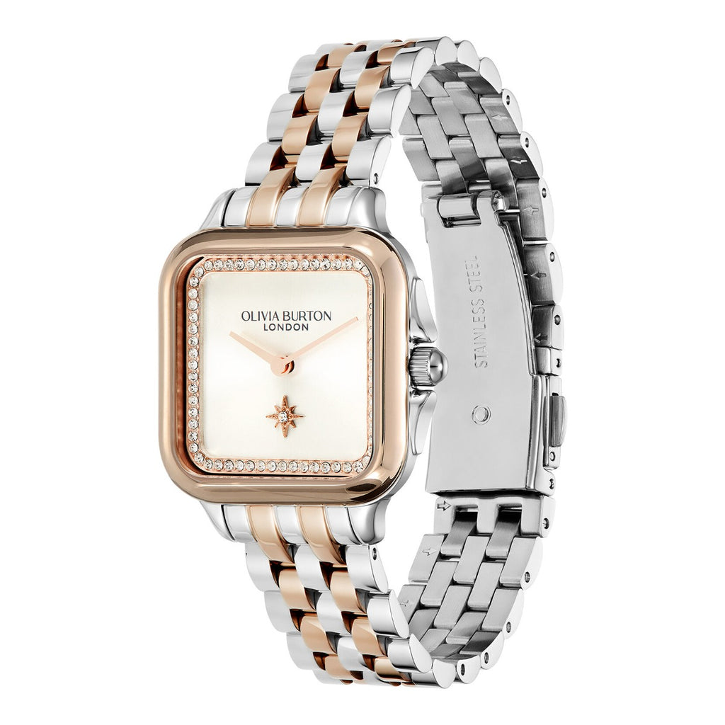 Olivia Burton Grosvenor Classic Ladies Watch with Silver Dial and Two Tone Bracelet 24000125