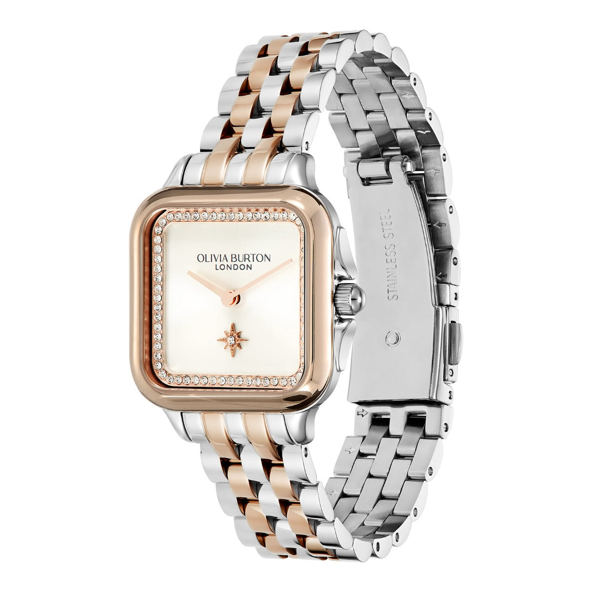 Olivia Burton Grosvenor Classic Ladies Watch with Silver Dial and Two Tone Bracelet 24000125