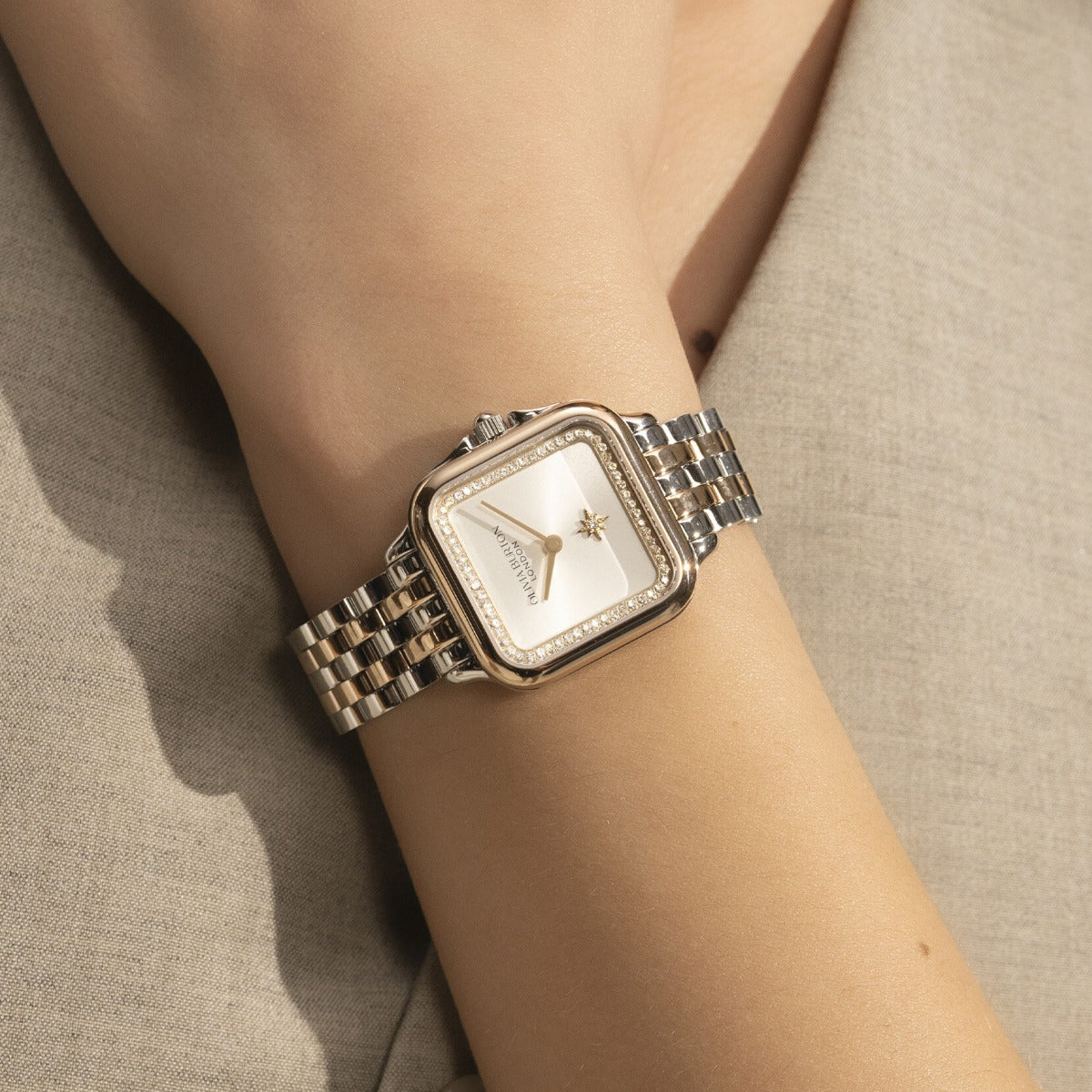 Olivia Burton Grosvenor Classic Ladies Watch with Silver Dial and Two Tone Bracelet 24000125