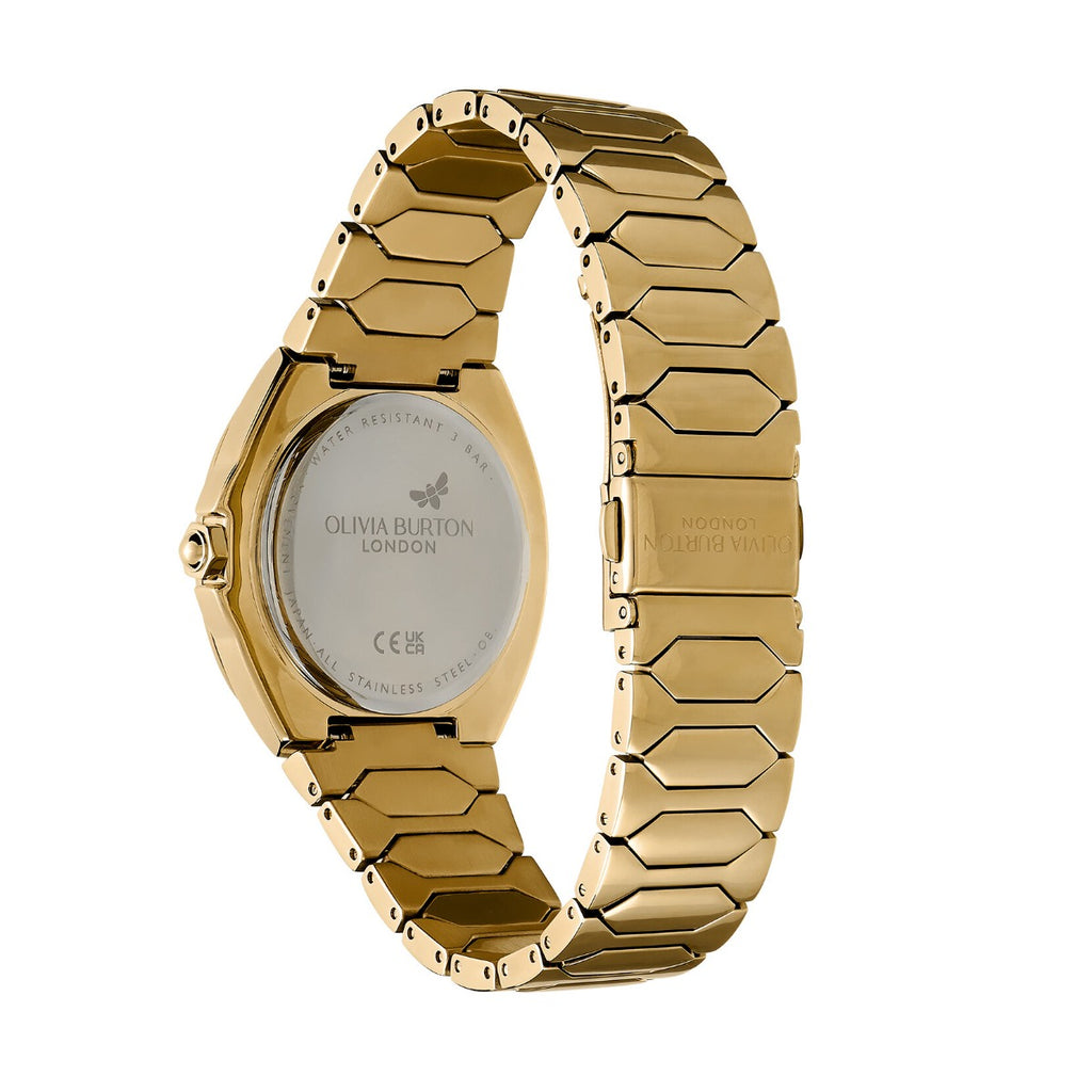 Olivia Burton Lustre Ladies Watch with Black Mother of Pearl Dial and Gold Bracelet 24000150