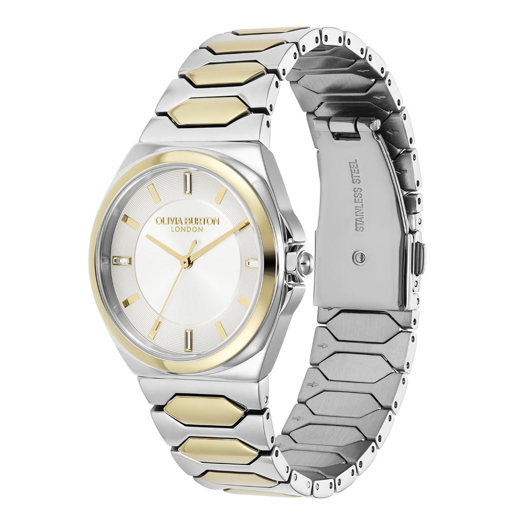 Olivia Burton Sports Luxe Ladies Watch with Ivory Dial and Two Tone Bracelet 24000203