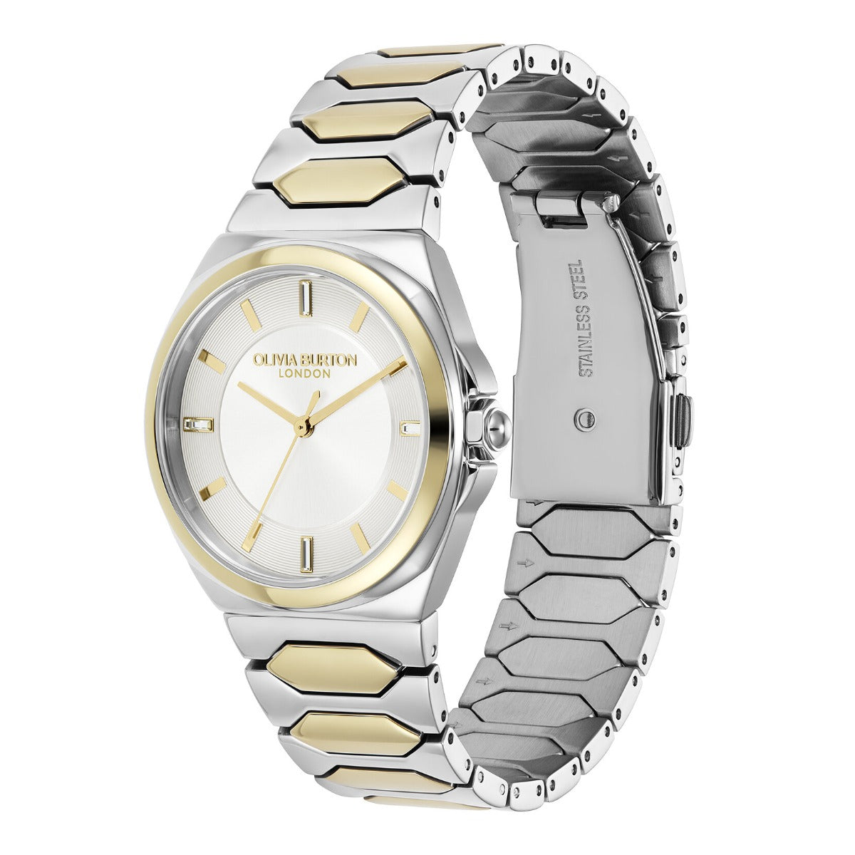 Olivia Burton Sports Luxe Ladies Watch with Ivory Dial and Two Tone Bracelet 24000203