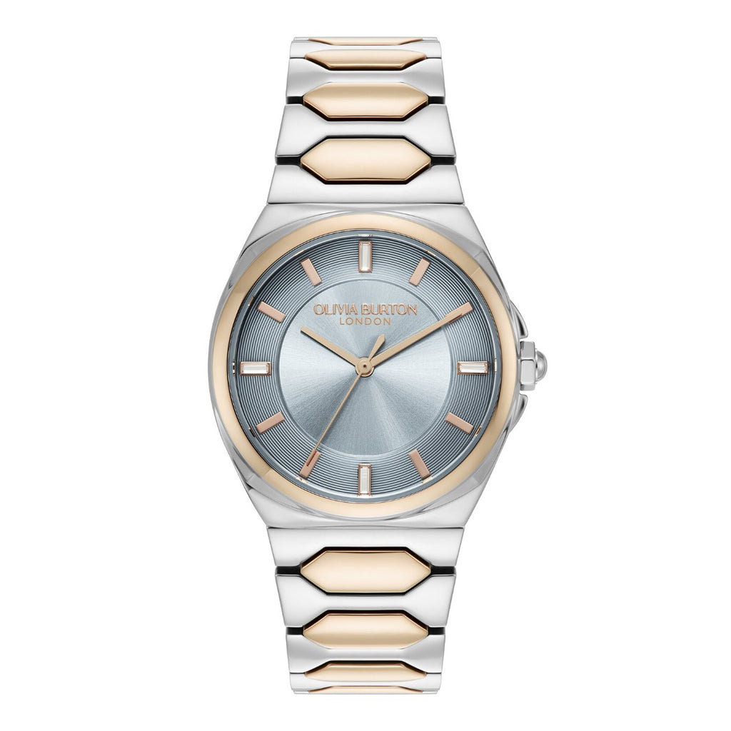 Olivia Burton Sports Luxe Ladies Watch with Blue Dial and Two Tone Bracelet 24000204