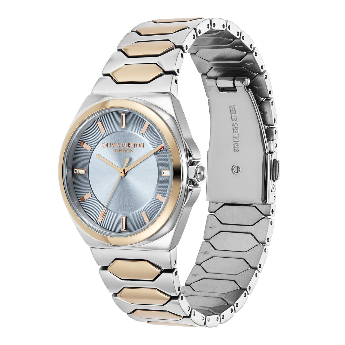 Olivia Burton Sports Luxe Ladies Watch with Blue Dial and Two Tone Bracelet 24000204