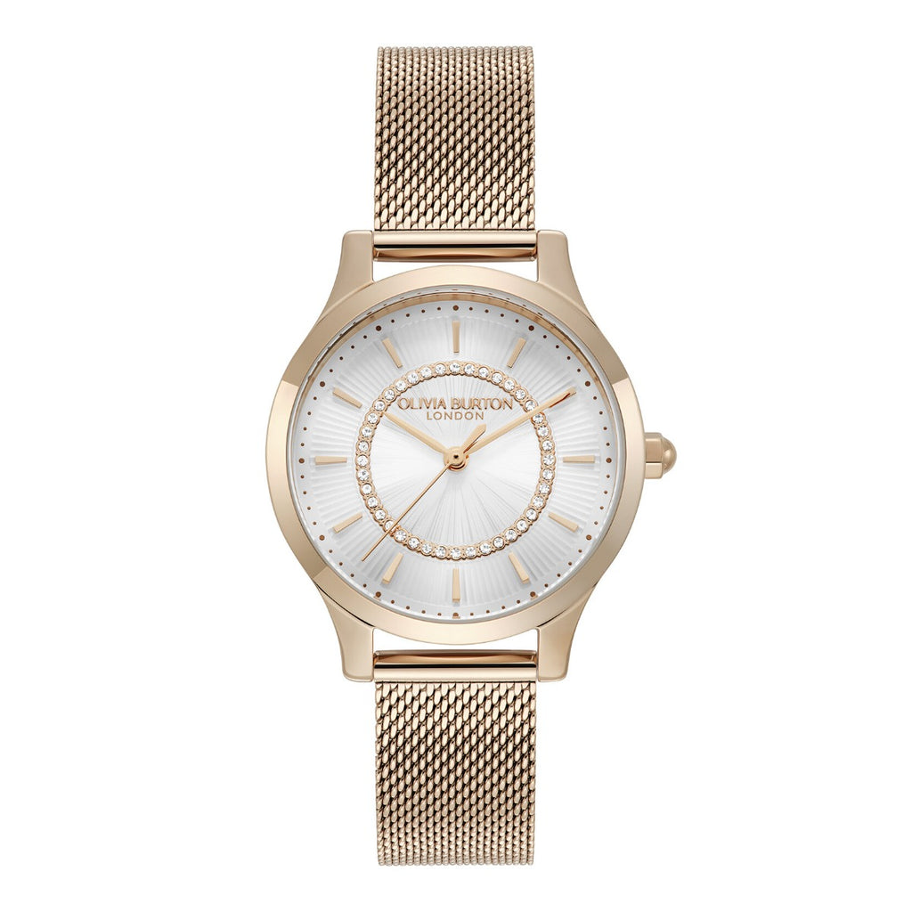 Olivia Burton Wonderlust Classic Ladies Watch with Silver Dial and Rose Gold Strap 24000213