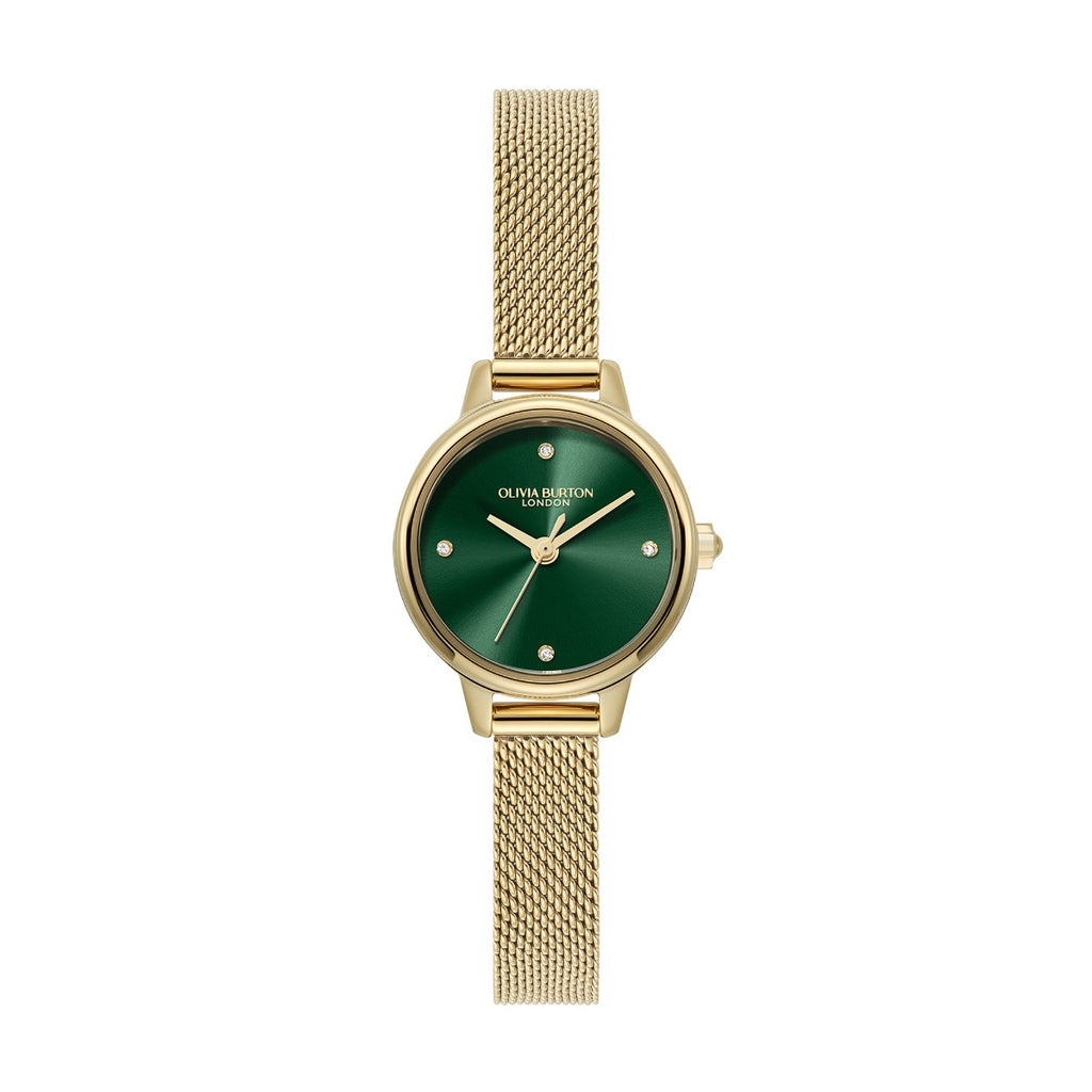 Gwyliad Clasurol i Fenywod Olivia Burton gyda Theial Gwyrdd a Strap Aur 24000246