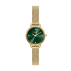 Gwyliad Clasurol i Fenywod Olivia Burton gyda Theial Gwyrdd a Strap Aur 24000246