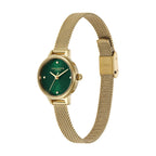 Gwyliad Clasurol i Fenywod Olivia Burton gyda Theial Gwyrdd a Strap Aur 24000246