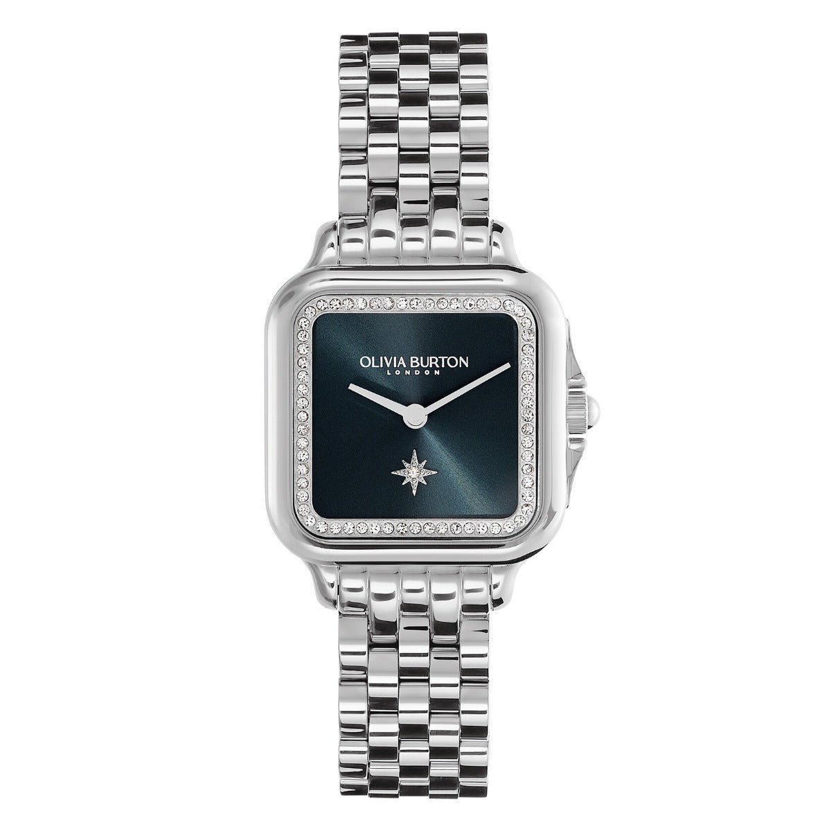 Olivia Burton Grosvenor Classic Ladies Watch with Blue Dial and Silver Bracelet 24000083