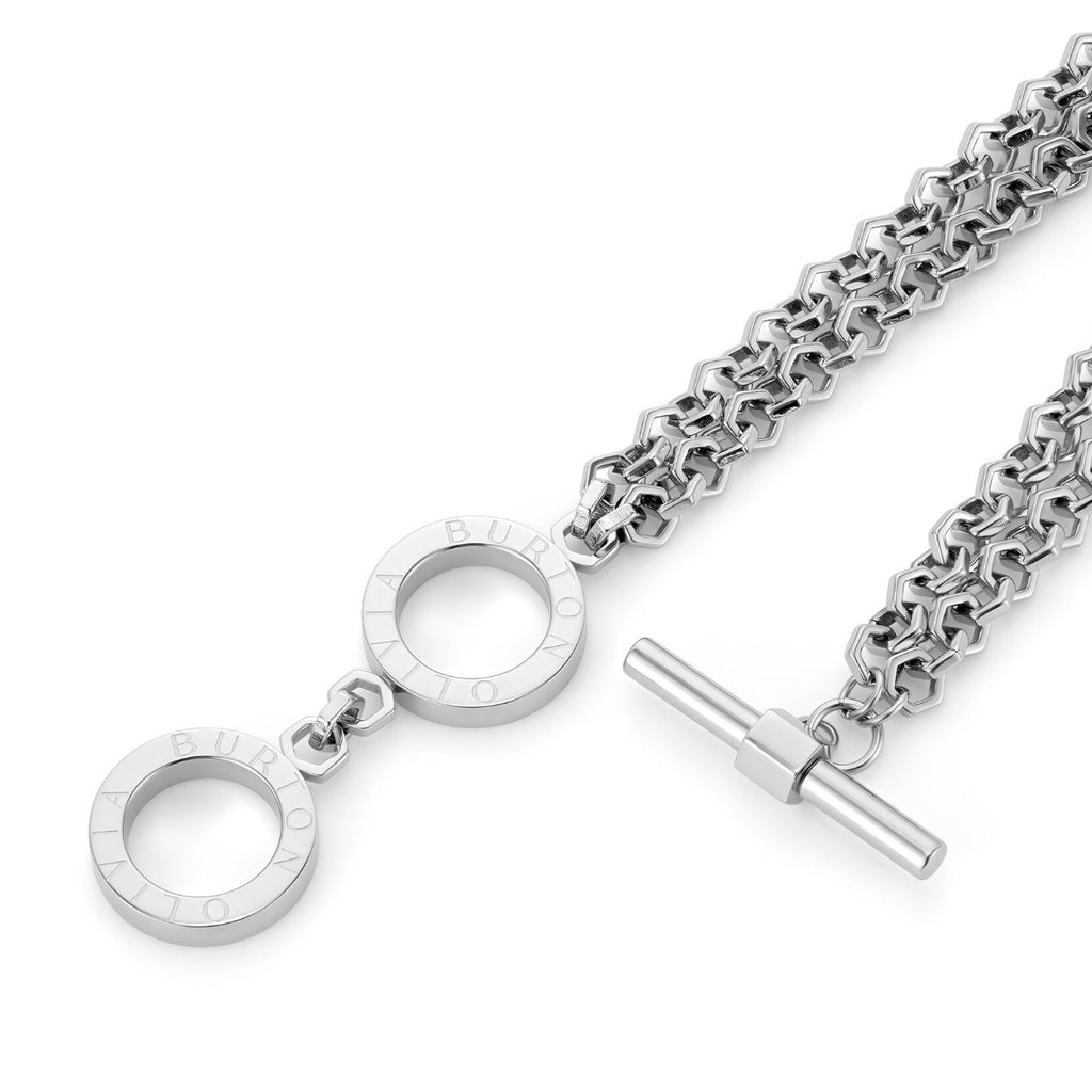 Olivia Burton Honeycomb Toggle Silver Tone Bracelet 24100272
