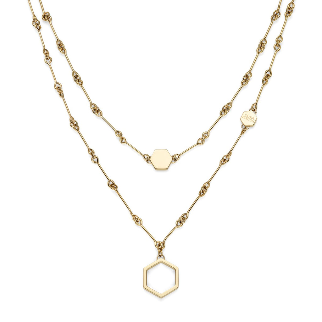 Olivia Burton Ladies Honeycomb Classic Gold Tone Necklace 24100306
